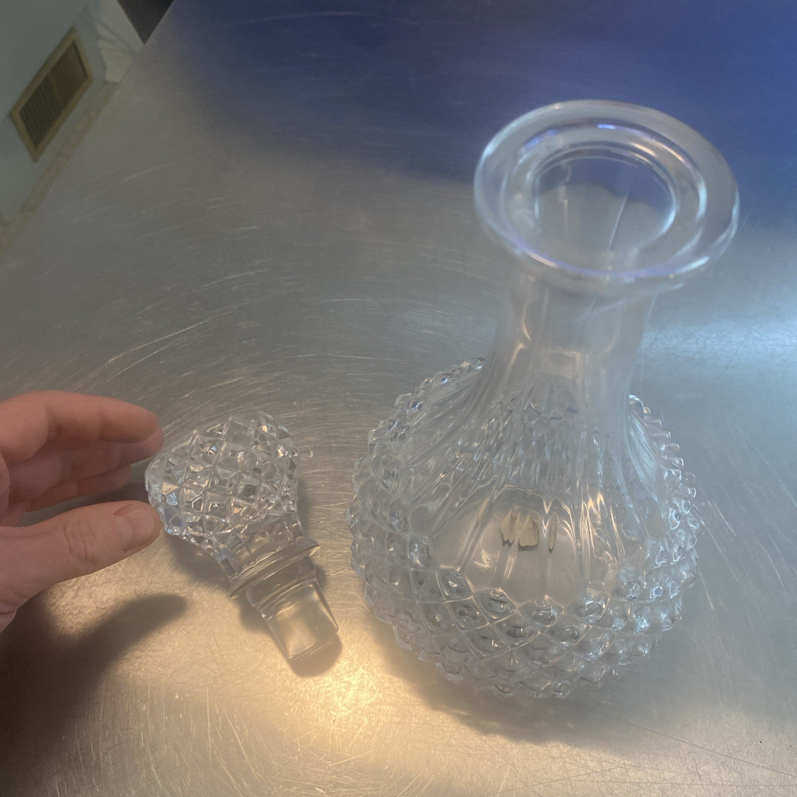 Vintage Cristal d’Arques France Glass Decanter Diamond Cut Stopp - photo 4