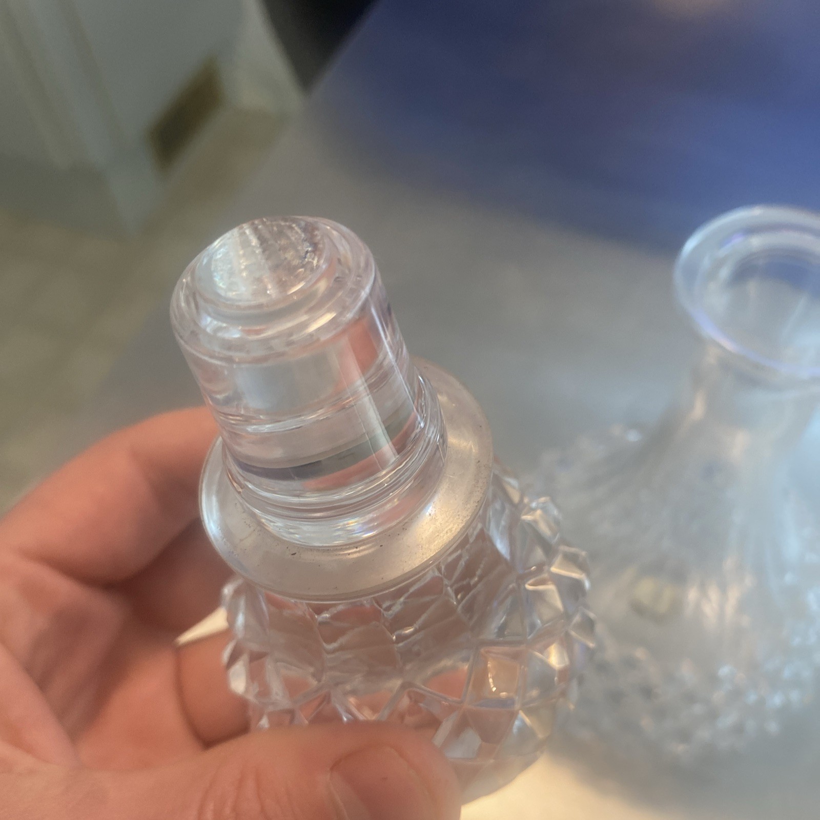 Vintage Cristal d’Arques France Glass Decanter Diamond Cut Stopp - photo 5