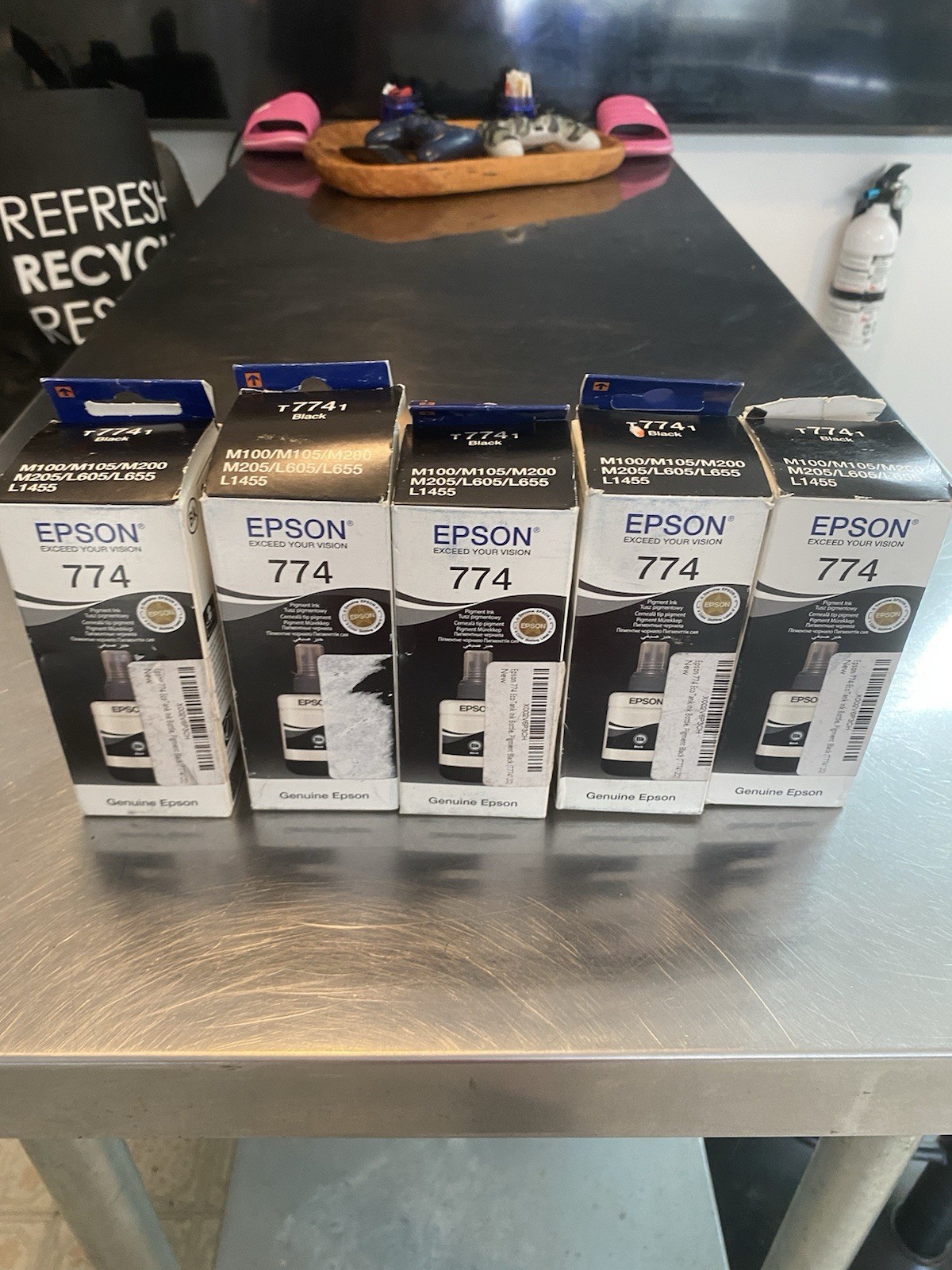 5pcs Epson EcoTank 774 Black Ink Bottles