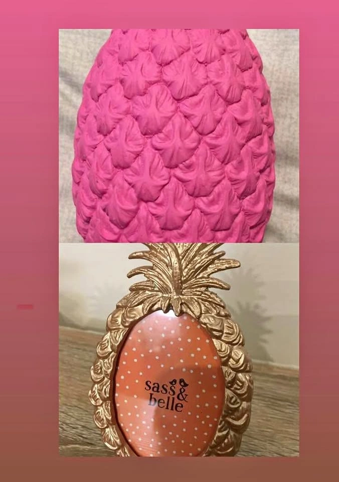 Pineapple decor flower/pencil holder and frame