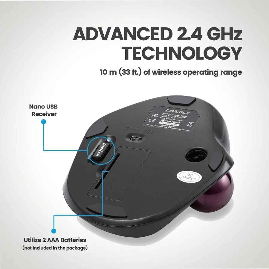 Perixx PERIMICE-717 Wireless Ergonomic Trackball Mouse - photo 3