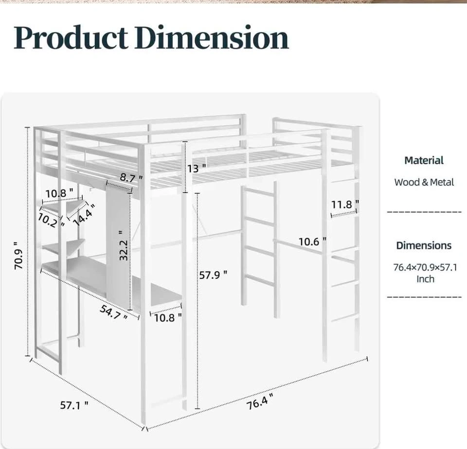 Full loft bed with bookshelf - photo 4
