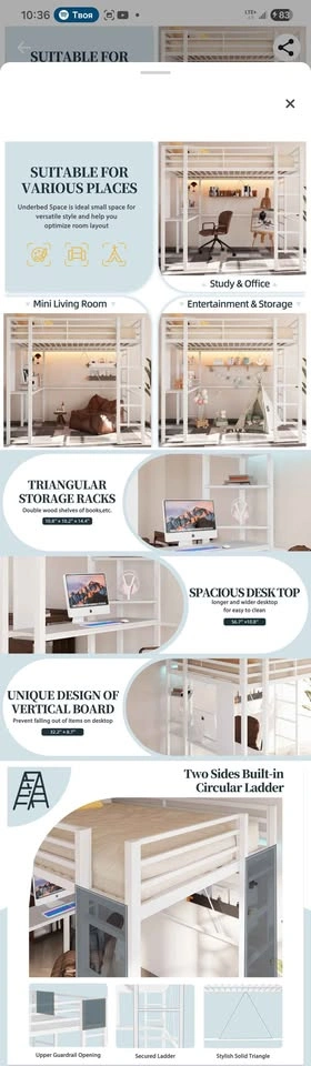 Full loft bed with bookshelf - photo 5