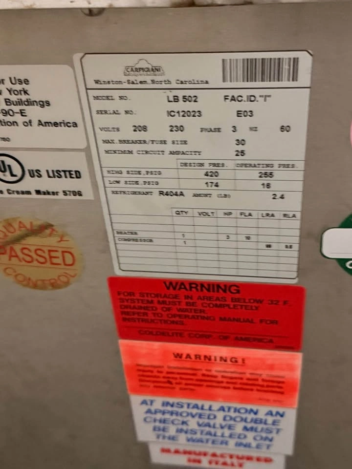 Carpigiani LB 502 Ice Cream Machine – 20L Drum Capacity - photo 5