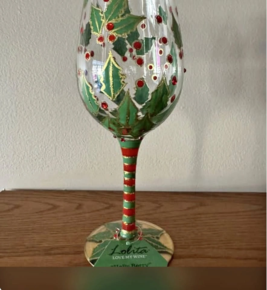 Lolita 15 oz. "Holly Berry" Wine Glass