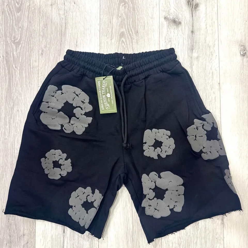 Denim Tears Black T-shirt & Shorts Set Grey Floral Pattern - photo 3