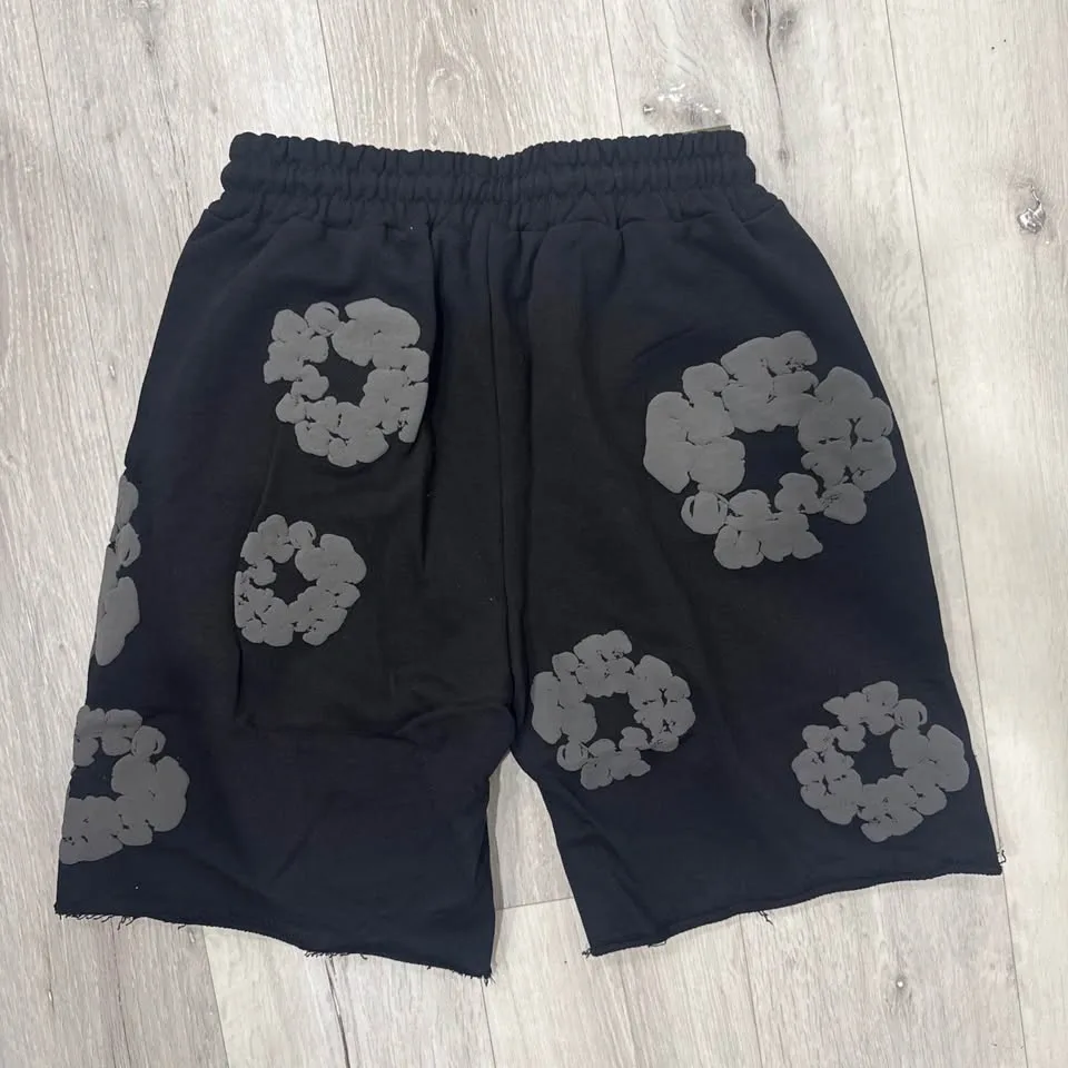 Denim Tears Black T-shirt & Shorts Set Grey Floral Pattern - photo 4