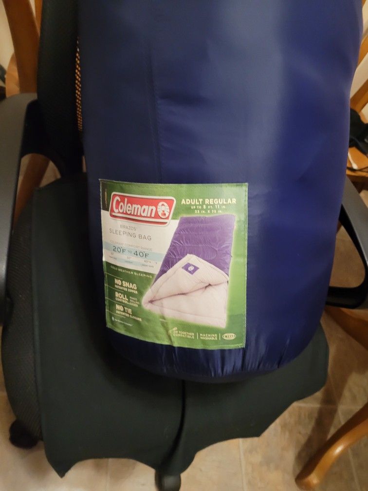 Coleman 20 Degree F Sleeping Bag. Never Used