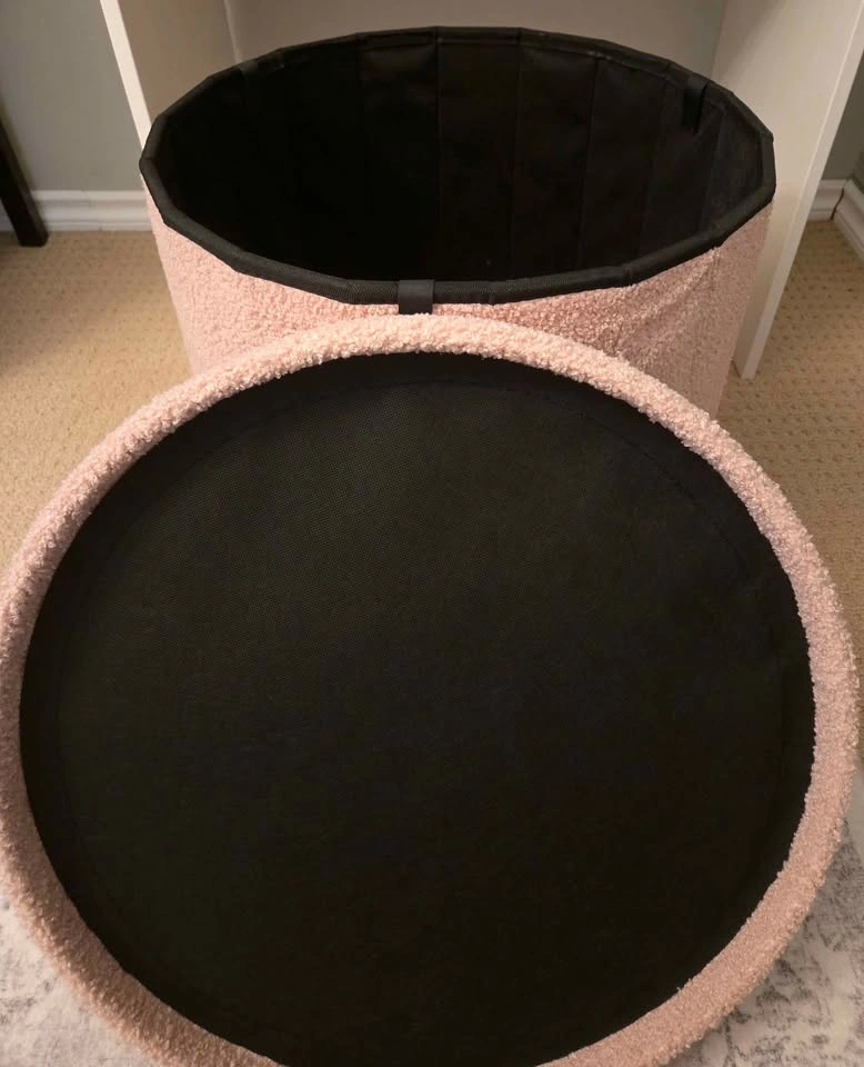 SONGMICS Pink Bouclé Storage Ottoman - photo 3