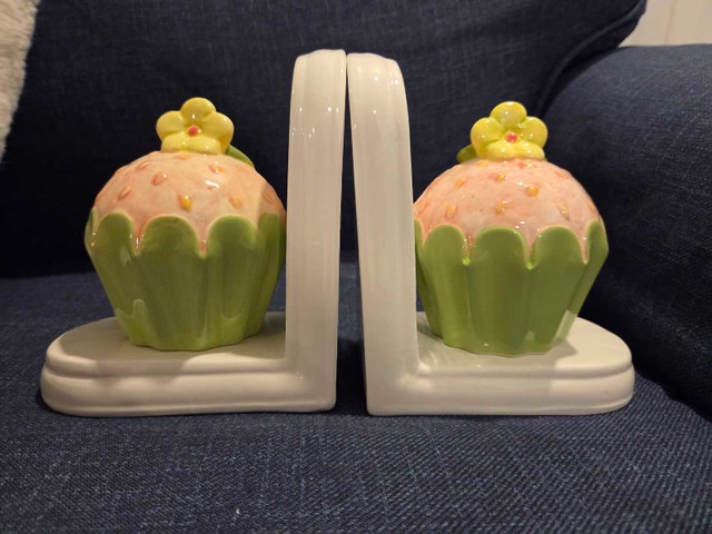 Whimsical Ceramic Cupcake Bookends (Set of 2)