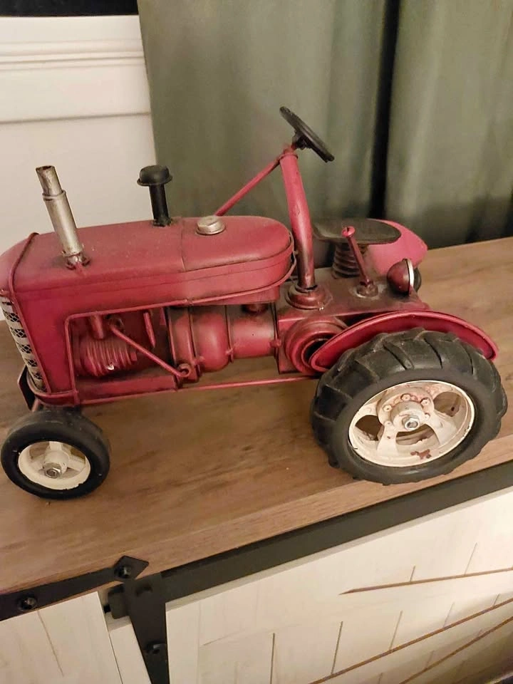 Red Metal Vintage Style Toy Tractor