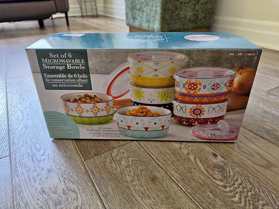 Signature Housewares Set of 6 Microwavable Storage Bowls