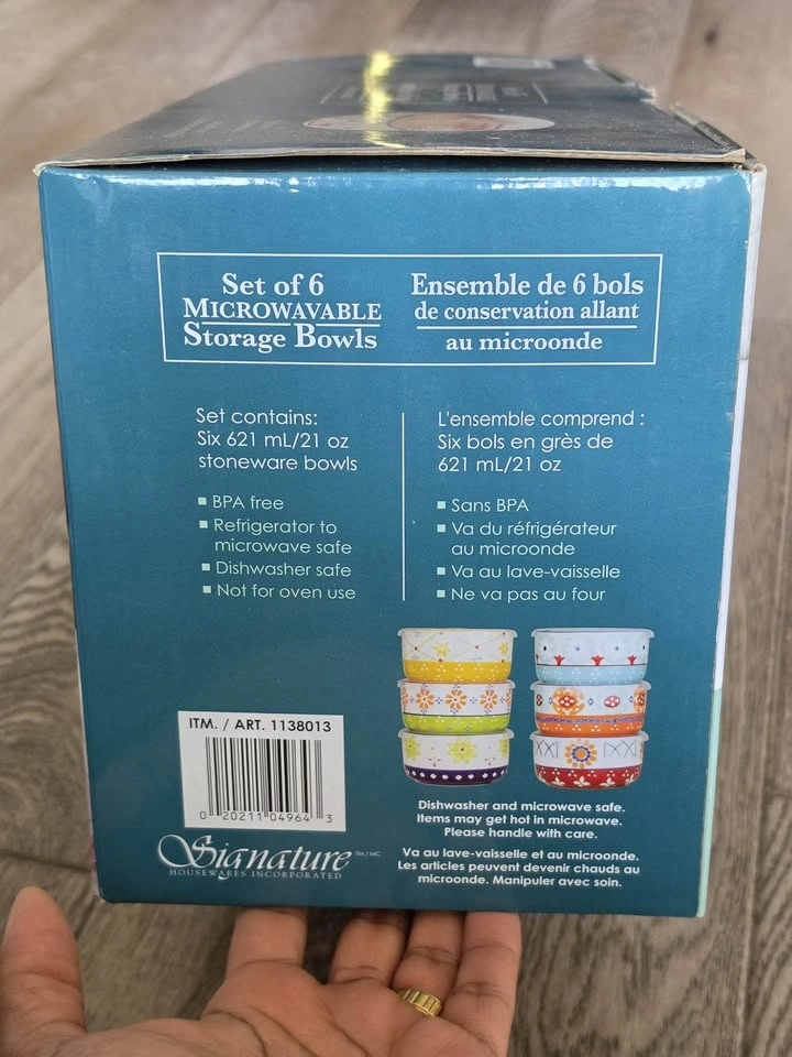 Signature Housewares Set of 6 Microwavable Storage Bowls - photo 4