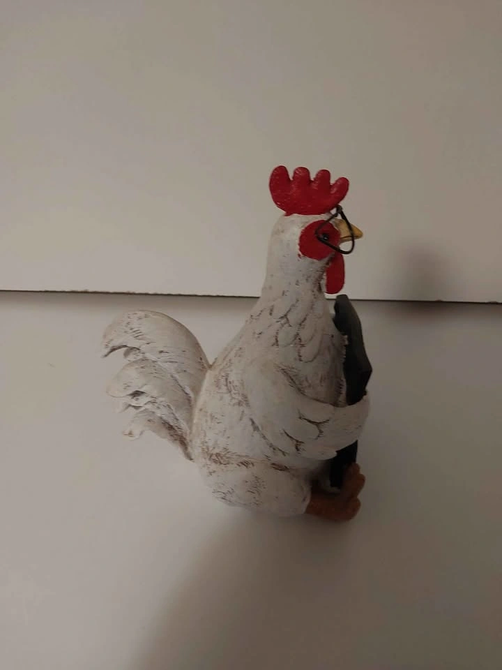 Cute Chicken Figurine with Glasses Good Morning Sign - photo 2
