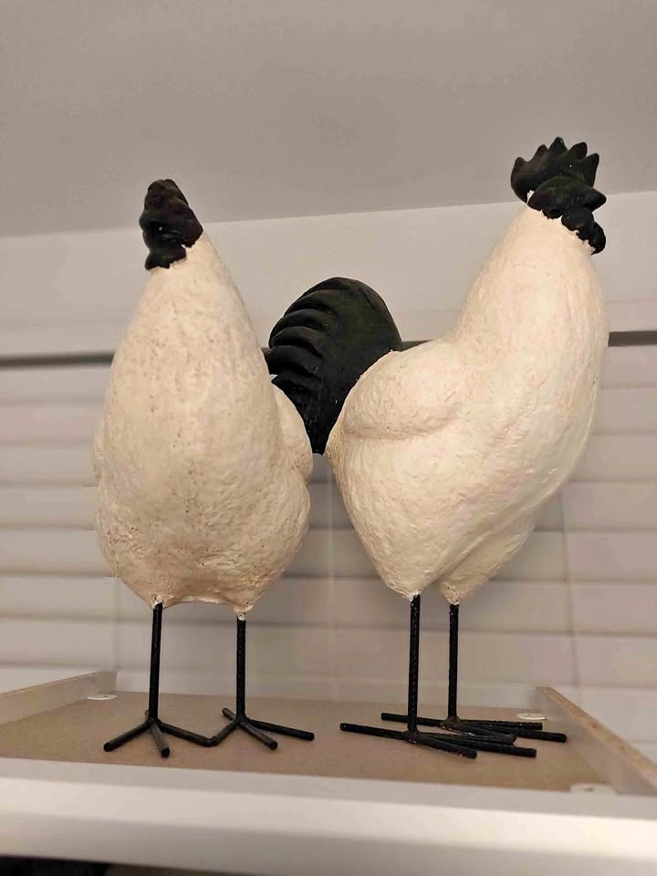Decorative Rooster and Hen Figurines Farmhouse Decor