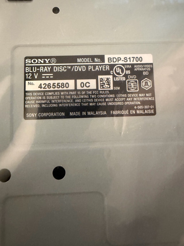 Sony Blu-ray/DVD Player BDP-S1700 - photo 4