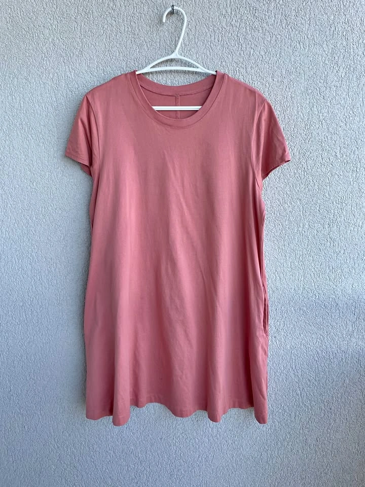 UNIQLO 100% Cotton A-Line Dress - Size L - Mauve/Pink