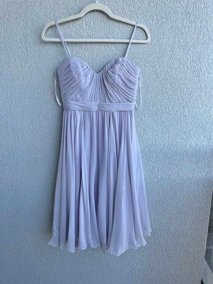 Forever New Silk Chiffon Dress US 2 - Lavender Grey Pleated Cock