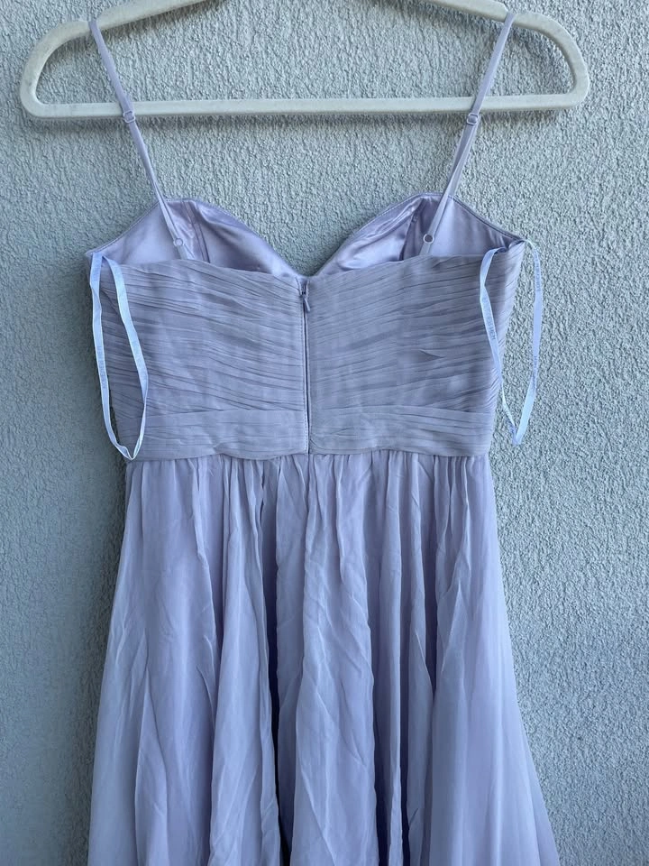 Forever New Silk Chiffon Dress US 2 - Lavender Grey Pleated Cock - photo 2