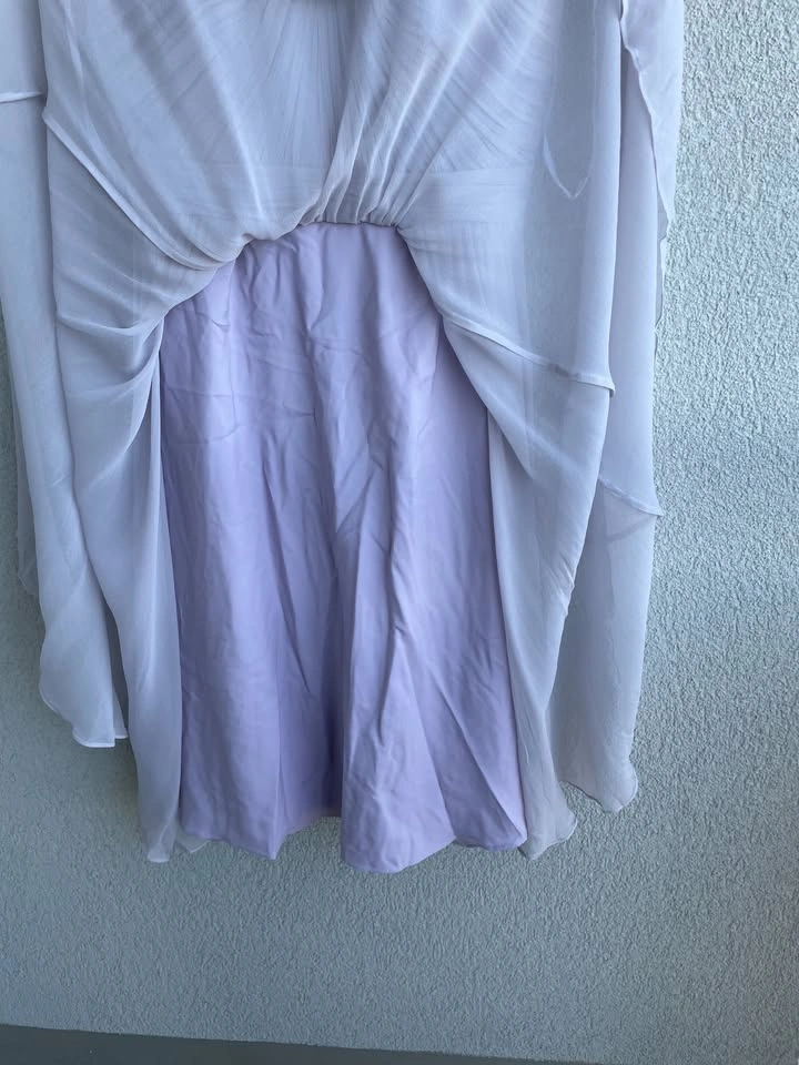 Forever New Silk Chiffon Dress US 2 - Lavender Grey Pleated Cock - photo 5