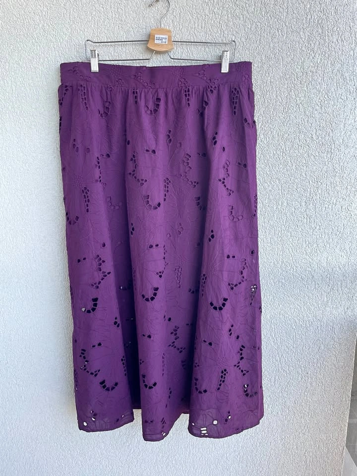 Addition Elle Purple Eyelet Midi Skirt Size 18