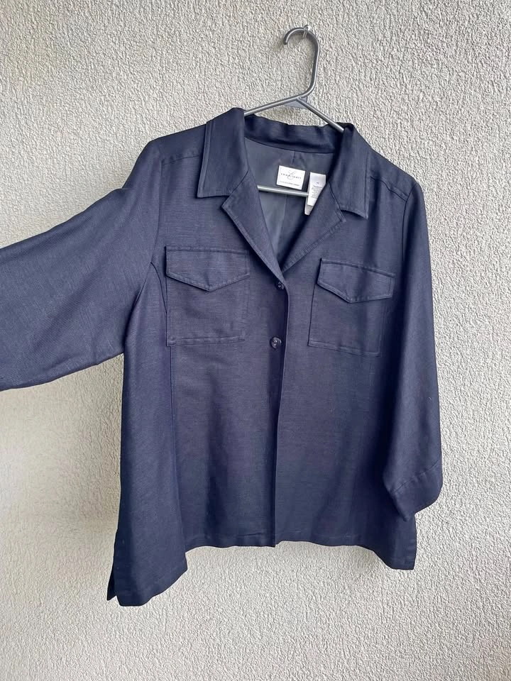 Emma James Navy Blazer Size 16 | Linen Rayon Jacket