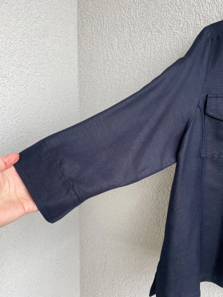 Emma James Navy Blazer Size 16 | Linen Rayon Jacket - photo 2