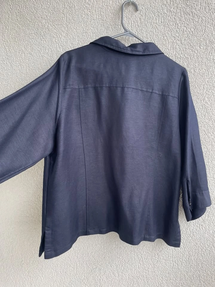 Emma James Navy Blazer Size 16 | Linen Rayon Jacket - photo 5