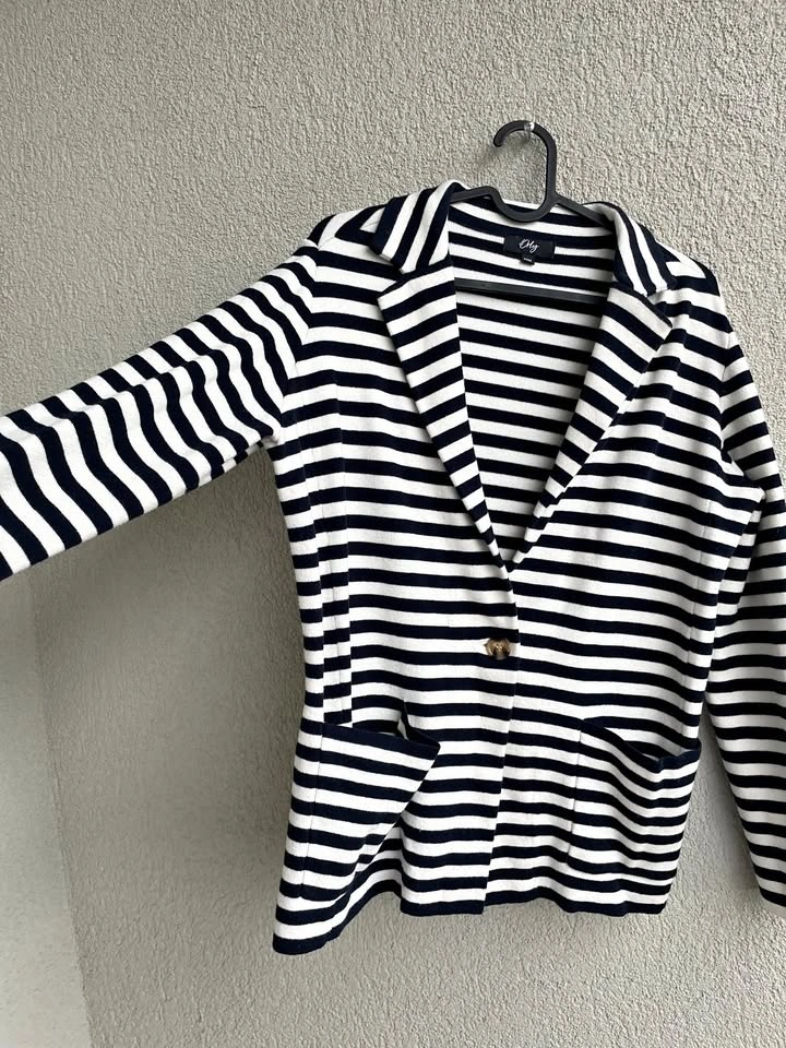 Orly Cotton Knit Blazer, size M | Casual Stretch Jacket | Stripe