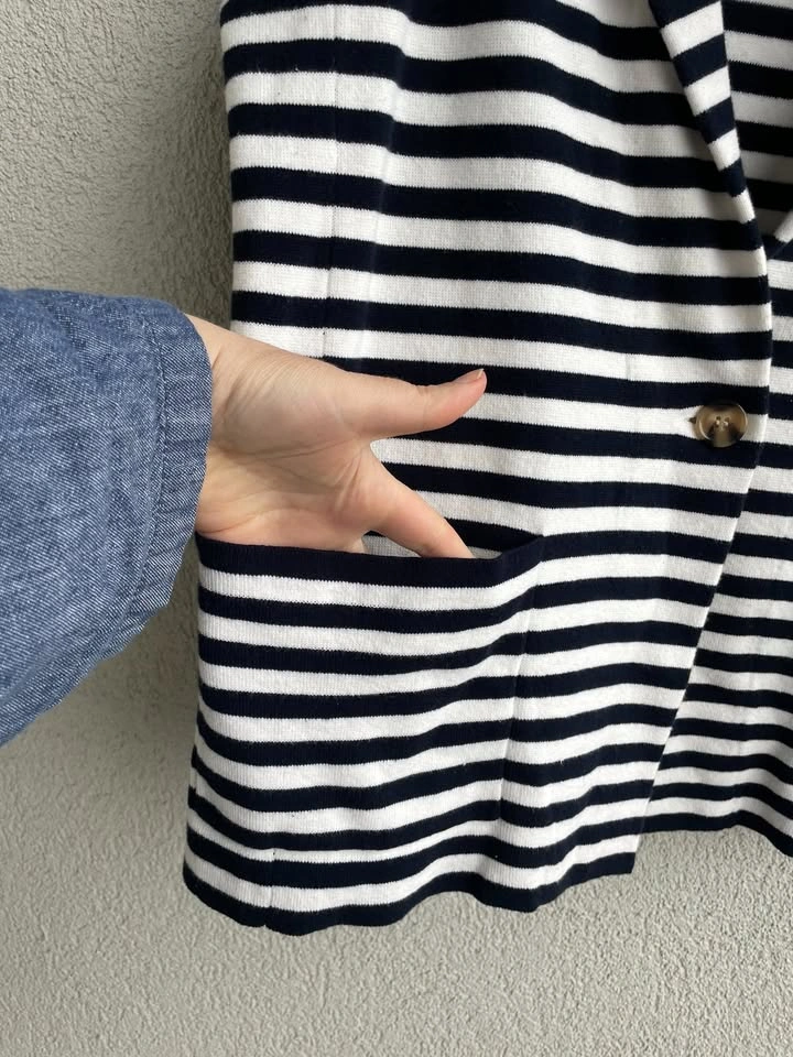 Orly Cotton Knit Blazer, size M | Casual Stretch Jacket | Stripe - photo 4