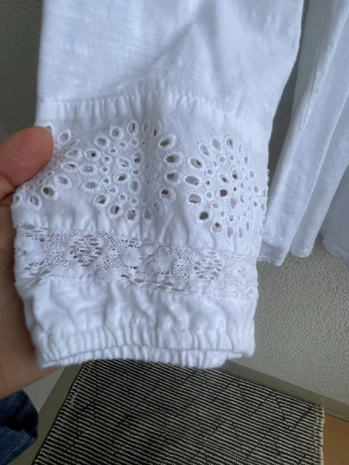 Style & Co White Eyelet Blouse XL | Boho Cotton Top - photo 3