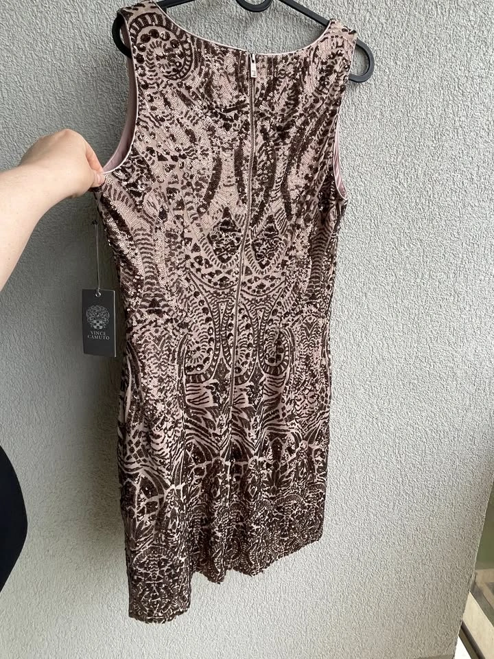 NWT Vince Camuto Sequin Cocktail Dress, Size 10 Bronze Rose Gold - photo 2