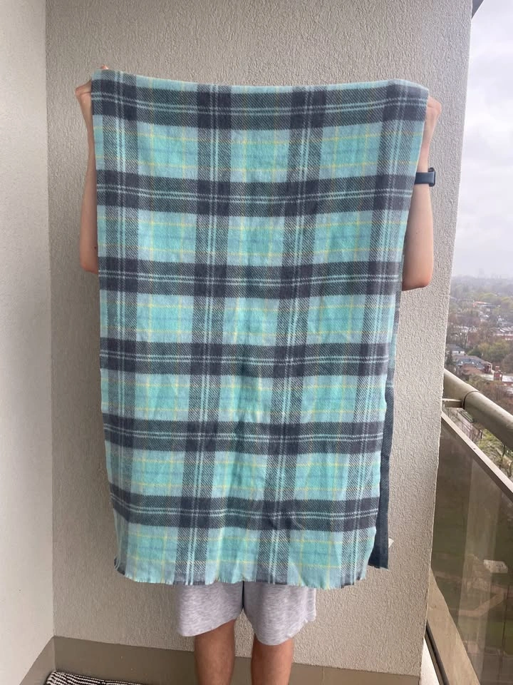 Acne Studios 100% Wool Scarf Blue Plaid - photo 4