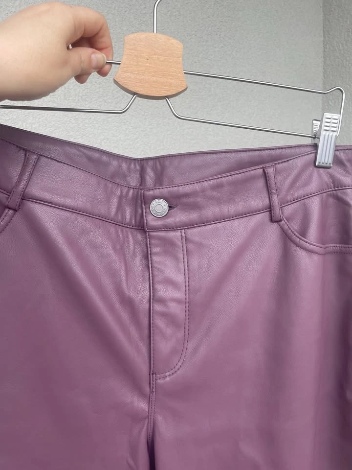 NEW Garage Vegan Leather Straight Leg High Waist Pants, Size L - photo 2