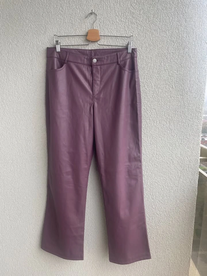 NEW Garage Vegan Leather Straight Leg High Waist Pants, Size L - photo 3