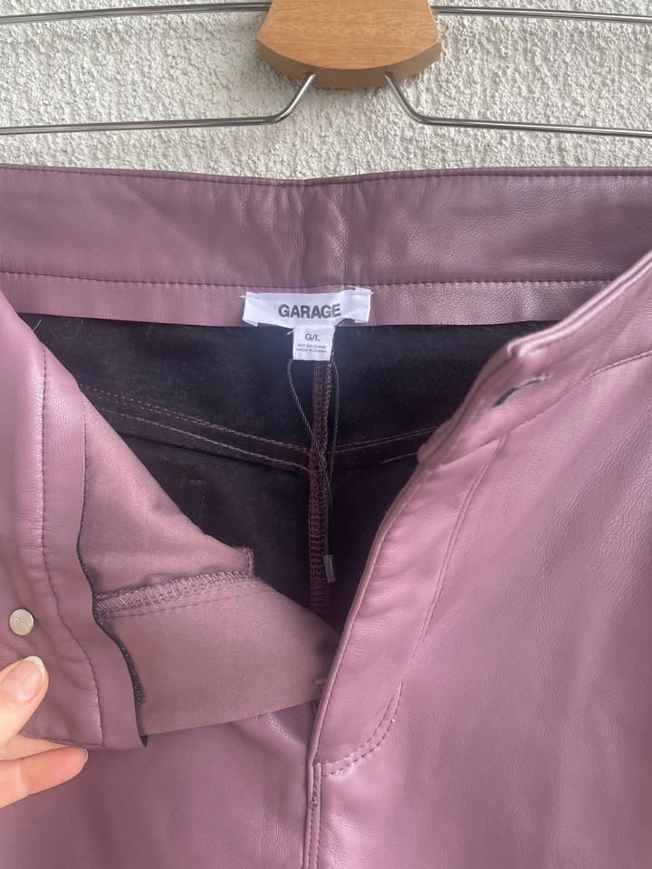 NEW Garage Vegan Leather Straight Leg High Waist Pants, Size L - photo 5