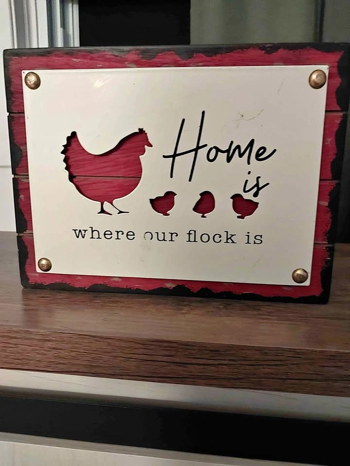 Home Is Where Our Flock Is Chicken Wall Decor