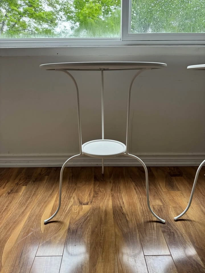 IKEA 3-Legged White Metal Side Table x 2 - photo 2