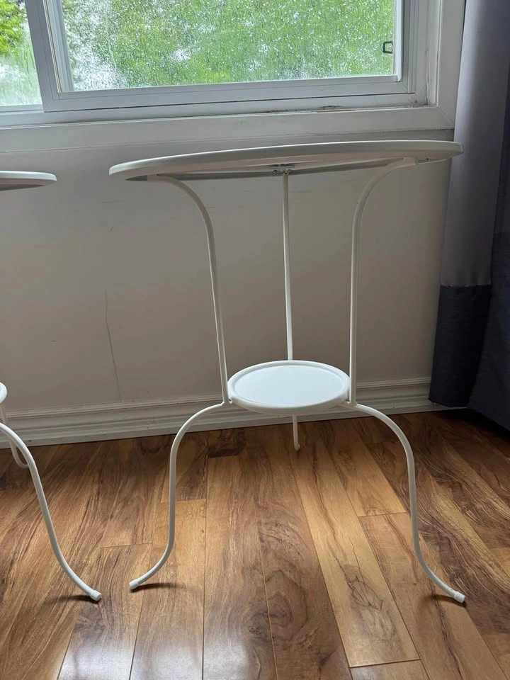 IKEA 3-Legged White Metal Side Table x 2 - photo 3