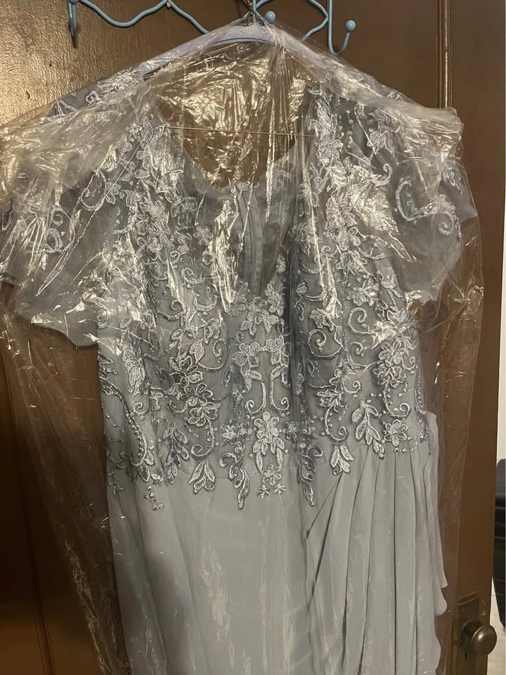 Azazie Rust A-Line V-Neck Lace Chiffon Dress Gown - photo 2