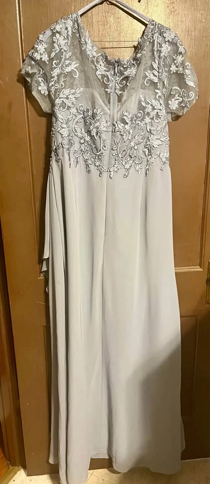 Azazie Rust A-Line V-Neck Lace Chiffon Dress Gown - photo 4