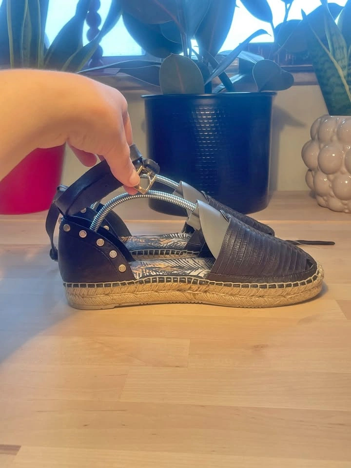 Dolce Vita Ceyla Black Leather Espadrille Sandals US 8.5