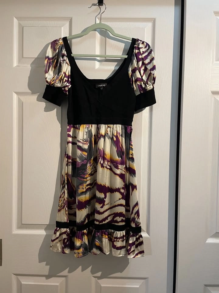 Silk Bebe Knit Bodice Babydoll Dress, Size M, Short Sleeves - photo 2