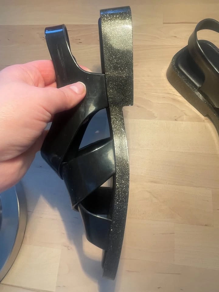 Melissa Melrose PVC Slingback Sandals Black Glitter Sole US 7 - photo 4