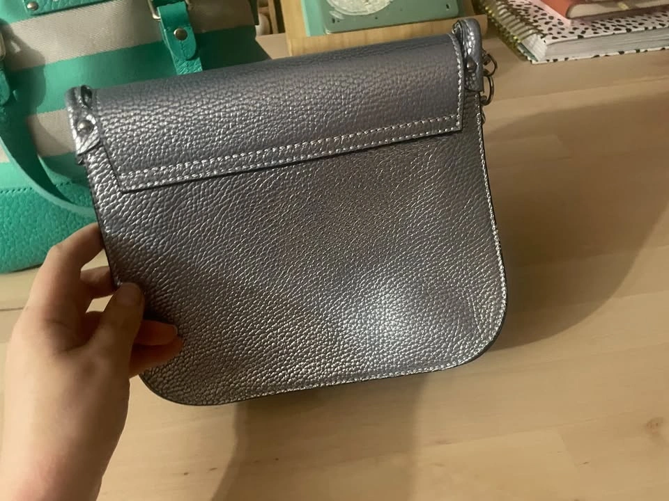 Silver Shiny Leather Bag from Italy - Crossbody - photo 2
