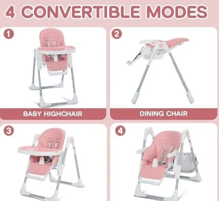 3 in 1 Foldable High chair - Pink - photo 3