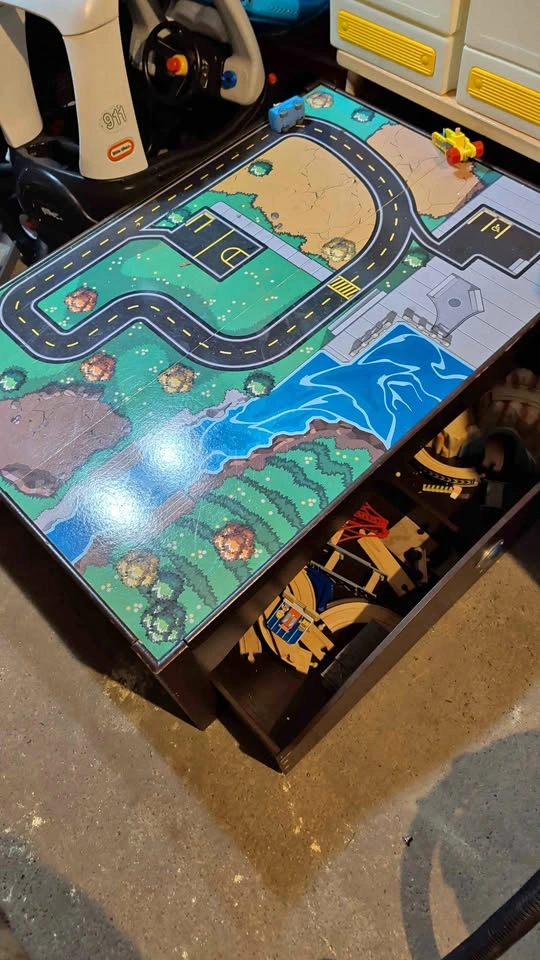 Wooden Train Table with Tracks
