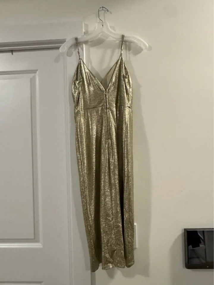 Metallic Gold Wrap Dress Size 6 - photo 2