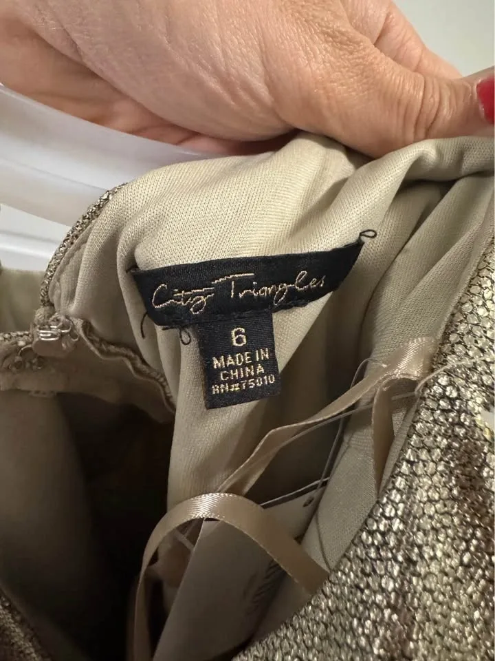 Metallic Gold Wrap Dress Size 6 - photo 5