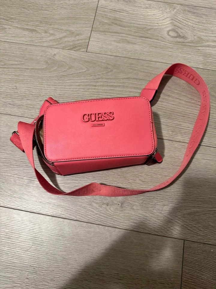 Guess Pink Crossbody Bag with Logo Strap